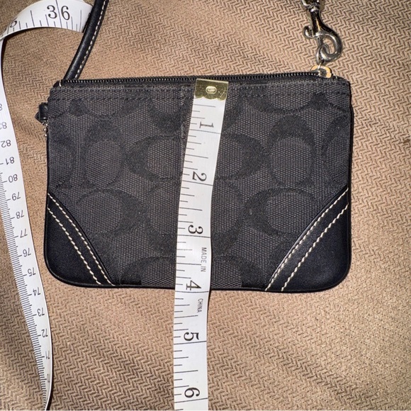 Coach Black Signature Wristlet Pouch with Contrast Stitching - Picture 5 of 5